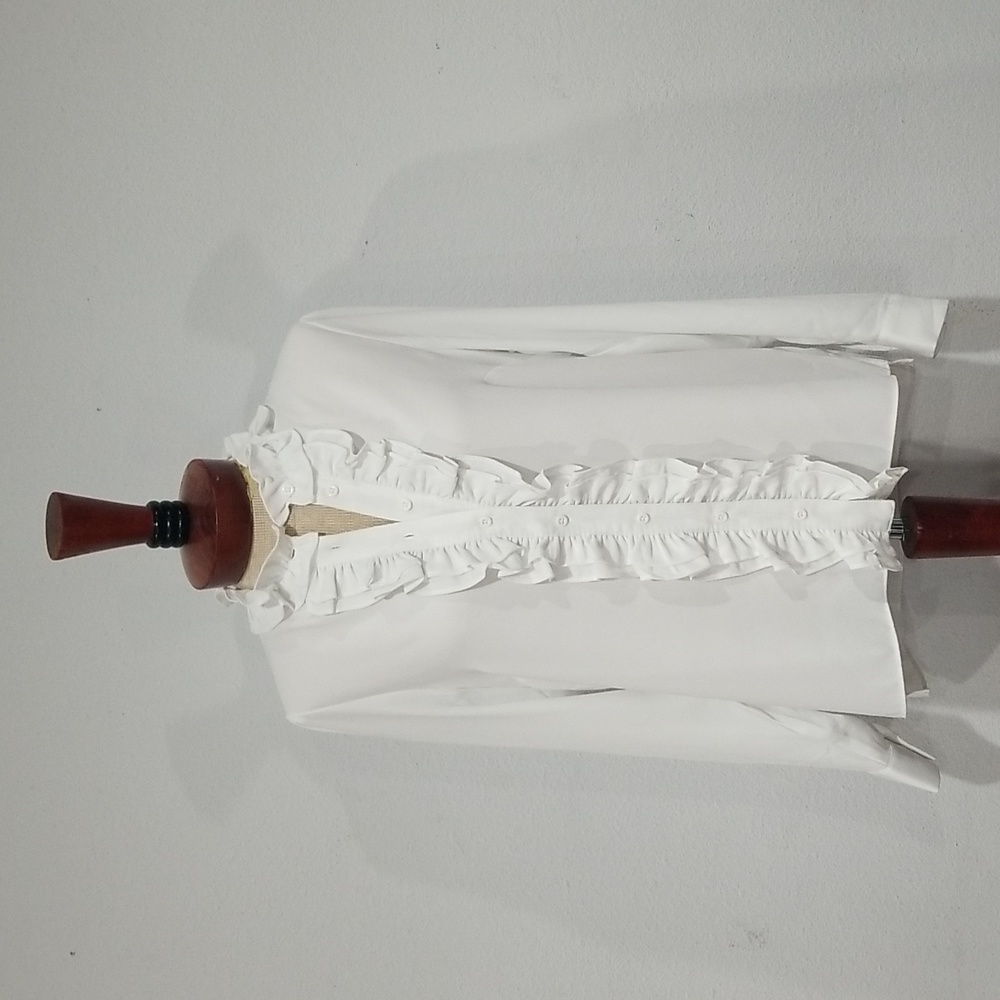 Tahari ASL Women's Ruffle Long Sleeve Blouse Size Small in White